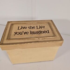 Small Lidded Trinket Ring Box "Live‎ The Life You've Imagined" 5X4X3.5